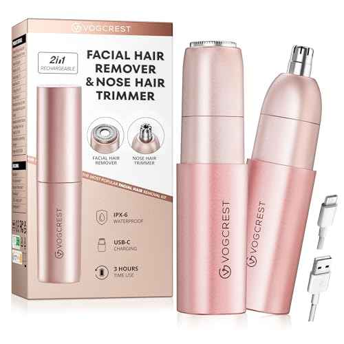 VG VOGCREST Nose Trimmer for Women: 2 in 1 Rechargeable Facial Hair Removal - Portable Mini Face Shaver for Chin Lip Peach Fuzz Ideal for Travel Use