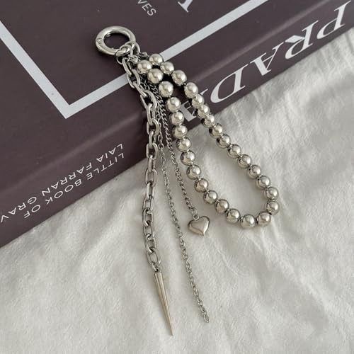 YIHONGYAN Design A03 Silver Heart Bag Charm & Keychain for Handbags & Backpacks