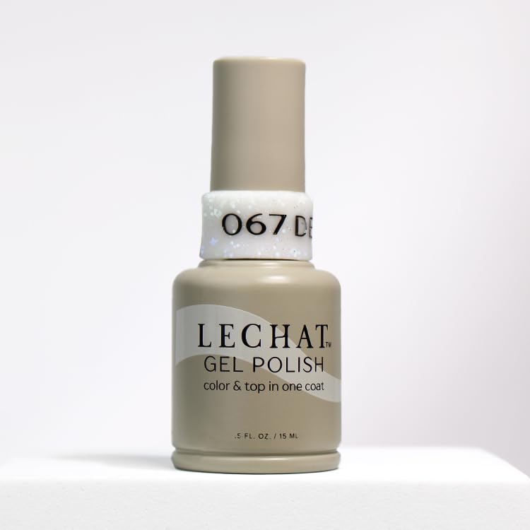 LECHAT Gel Polish - Denali, Color and Top in One Coat, Shiny Long-Wear, Sheer White Glitter Gel Polish