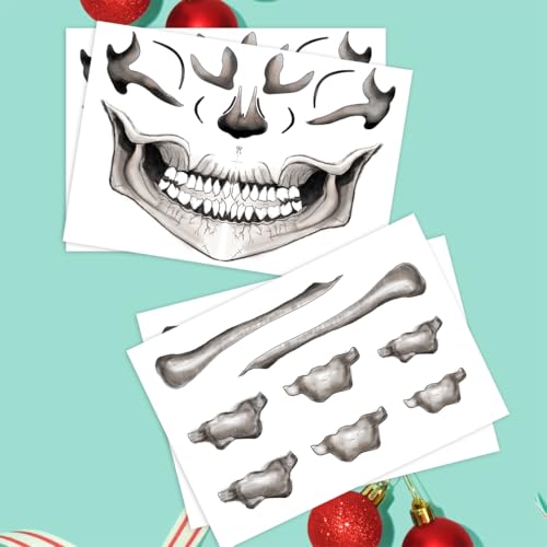 4-Pack Skull Face Halloween Temporary Tattoos
