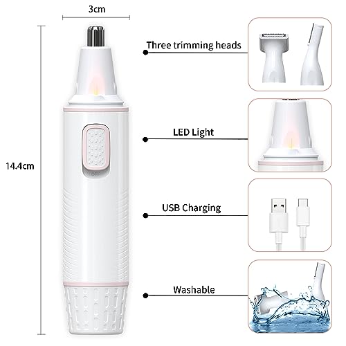 Antomoness Electric Eyebrow Trimmer for Women Hair Remover for Eyebrow Nose Face and Body Hair Removal with LED Light and Lithium-Powered Rechargeable Painless