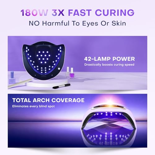 Gugusure 180W UV Nail Lamp with Touch Screen & Auto Sensor