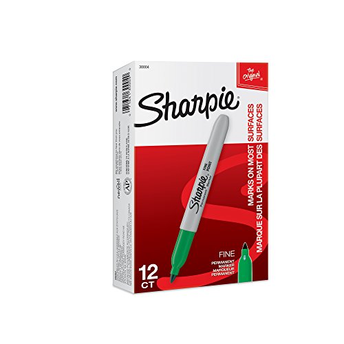 Sharpie Permanent Markers, Fine Point, Green, 12 Count