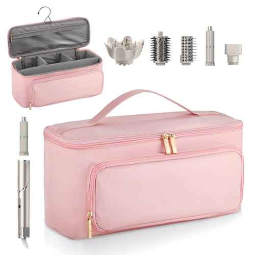 CHICECO Hair Tool Travel Bag for Shark FlexStyle Airwrap Hair Dryer and Styling Accessories Tools Storage Bag, Waterproof Travel Carrying Case Hair Tool Organizer, Gift for Women (Pink)