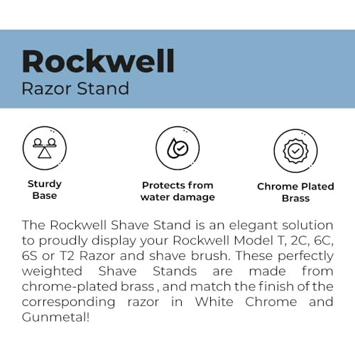 Rockwell Premium Chromed Brass Safety Razor Stand - Elegant Design, Rust-Resistant, Perfect Accessory for Organizing Your Shaving Essentials - White Chrome (over Brass)