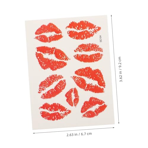 6pcs Lip Stickers, Perforated Self Adhesive Kisses Sticker,Red Lips Temporary Stickers Water-Proof Face Body Stickers