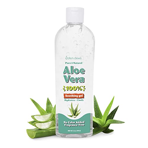 Eden Dews Travel-Size Aloe Vera Gel for Dry Skin 100% Pure & Natural Organic Moisturizing Face & Hair Care Sun Burn Relief Hydrating & Soothing Made in USA Unscented 2 oz