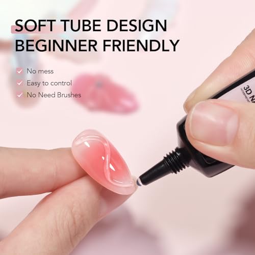 GAOY Clear 3D Nail Art Sculpting Gel - No Wipe Rhinestone Glue, 15g