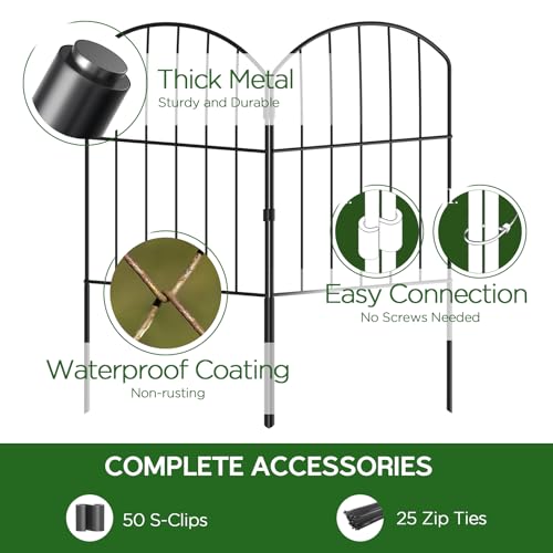 Goovilla 27ft Rustproof Metal Garden Fence for Animal Barrier