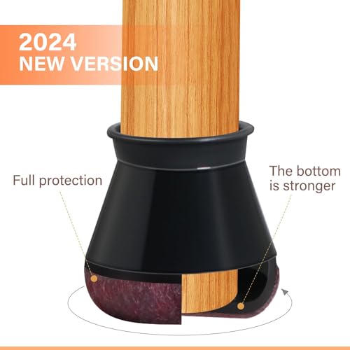 2023 New Chair Leg Floor Protectors for Hardwood Floors Felt Furniture Pads Silicone Caps Non Slip Reduce Noise Round Medium 16 Pack Black Round Small Fit 1/2" ~ 3/4" (14~19mm)