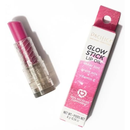 Pacifica Lipstick Oil ? Glow Stick Lip Tint Oil - Hydrating Tinted Lip Balm with Vitamin E for Moisturized Lips, Sheer Tint & Natural Gloss, Vegan & Cruelty-Free, 0.14 oz (Sunrise)