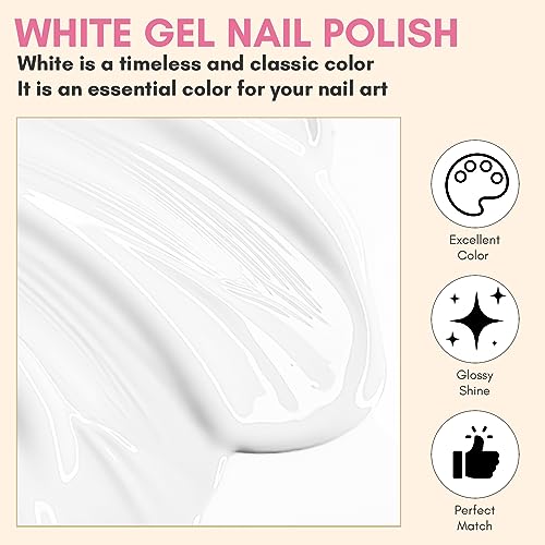 Makartt Gel Nail Polish, 1 Pcs 15ml White Gel Nail Polish For UV LED Light Blanc Gel Polish Soak Off By Acetone For Manicure DIY Nail Art Designs Home Salon