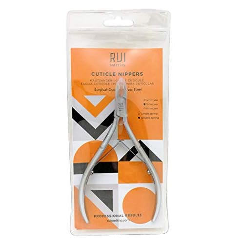 Rui Smiths Professional Cuticle Nippers | Precision Surgical-Grade Stainless Steel Cuticle Trimmer, Double Spring, 4mm Jaw (Quarter Jaw) and Stainless Steel Metal Pusher Style 106
