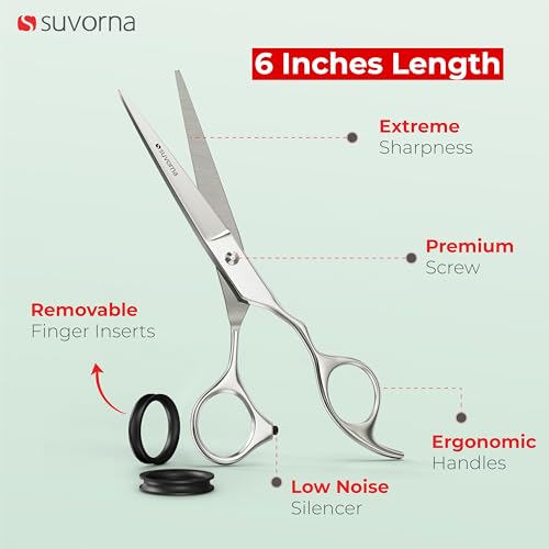 Suvorna 6" Professional Hair Cutting Scissors - Stainless Steel