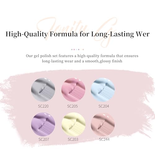 TONITU G · Gel Nail Polish Set 6 Colors Gel Polish Kit, Light Grey Soft Pink Pastel Blue Lavender Pale Yellow Blush Nail Art Design Soak Off LED at Manicure DIY Home Salon Gifts for Women Girls