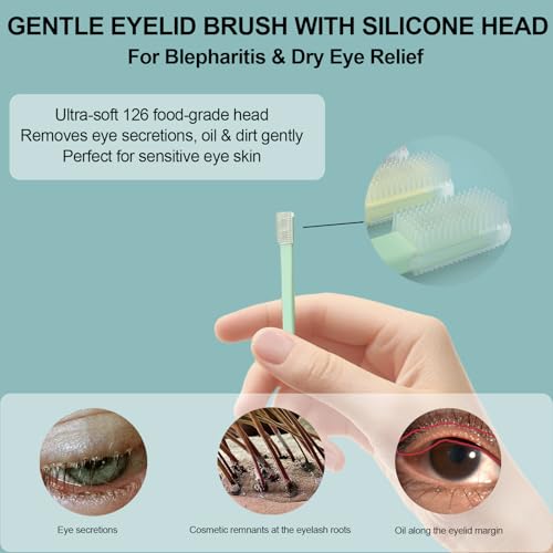 Soft Silicone Eyelid Cleansing Brush for Blepharitis & Dry Eye Relief (5 Pack)