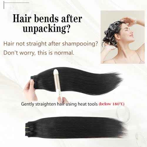 ABH AMAZINGBEAUTY HAIR Clip in Hair Extensions Real Human Hair Clip Extensions Real Human Hair Clip ins Black Silky and Soft Full Head Clip ins Human Hair Jet Black #1 Color 8 Pcs 14inch 120g