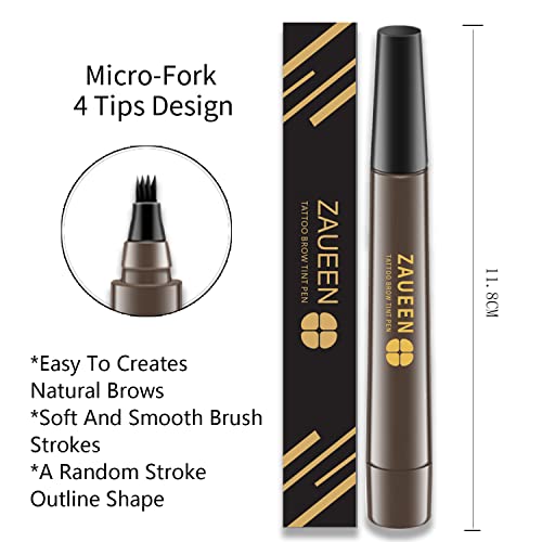 Tattoo Eyebrow Pen, Microblading Fork Tip Brow Pencil, Waterproof, Smudge-Proof, 48 Hours Long Lasting, Natural Looking (BLACK BROWN)