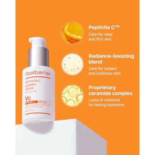 Real Barrier | Peptivita C Blemish Serum | Face Serum for Uneven Skin Tone & Smooth Texture | Vitamin C Face Care for Sensitive Skin | Facial Skin Care Products | Korean Skincare | 1.01 fl oz (30ml)