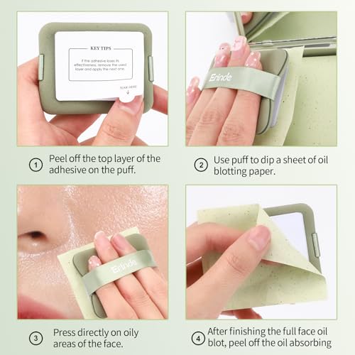 Erinde Oil Blotting Sheets for Face 300 Pack with Mirror & Puff