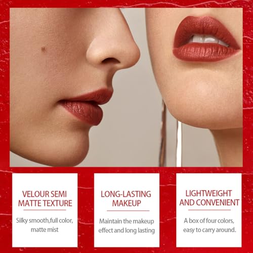 FYEBOO 4-Color Matte Lipstick Set - Long Lasting Waterproof