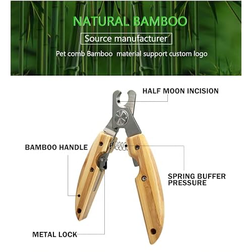CooCoo Baby Nail Clippers for Dogs and Cats - Pet Grooming Tool with ABS Handle and Stainless Steel Blade, Eco-Friendly Bamboo Look, Safe Grip, Cat Collar, Dog Nail Trimmers, Dog Shoes