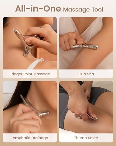 Lifechill Trigger Point Massage Tool – Dual-Tip Gua Sha, Deep Tissue Massage – Silver