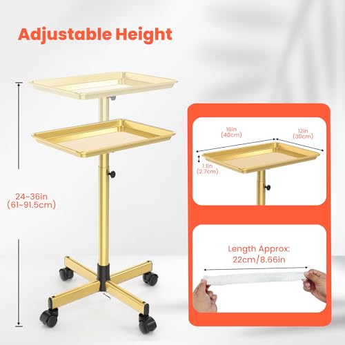 TASALON Adjustable Rolling Salon Tray Cart with Wheels