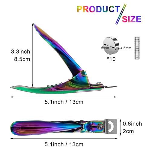Rainbow Acrylic Nail Cutter with Magnet Size Adjuster & Measurement - Professional Nail Trimmer