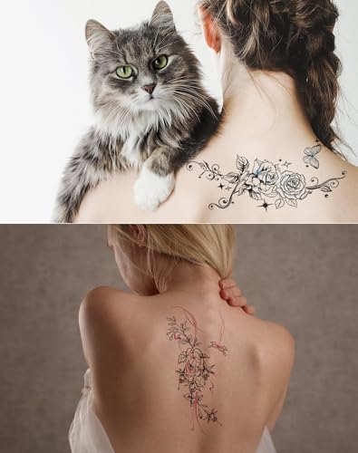 Waterproof Flower Butterfly Temporary Tattoos, 10 Sheets