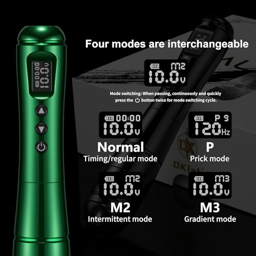 DKLAB Alioth Wireless Permanet Makeup Tattoo Pen Machine Kit Rotary Tattoo Gun with 2x Batteries Power Supply Lightweight Multi Functional Set for Professional Artists Permanent Makeup (Emerald)