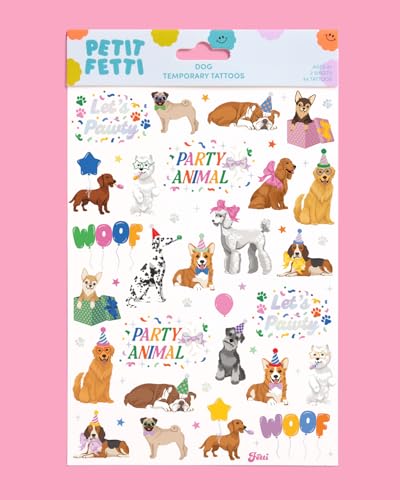 xo, Fetti Dog Temporary Tattoos - 52 Glitter Styles