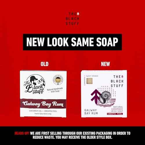 The Black Stuff All Natural Bar Soap for Men Handmade Cold Process Soaps with Organic Ingredients and Essential Oils - Mens Soap for Daily Use, Galway Bay Rum Body Soap