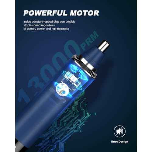 Nose & Ear Hair Trimmer Clipper with LED Display for Men Women, 2025 Model Painless USB Rechargeable Eyebrow & Facial Hair Trimmer,Professional IPX7 Waterproof Dual Edge Blades (Cyan)