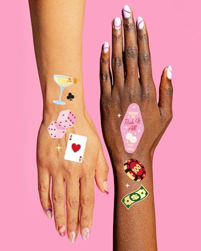 Casino Temporary Tattoos - 50 Gold Foil Designs