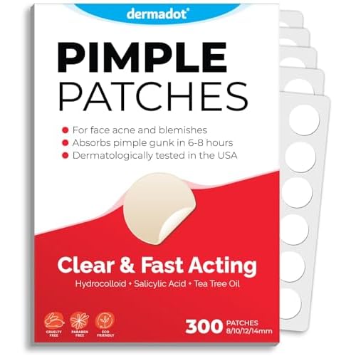 Acne Pimple Patches For Face - Clear Hydrocolloid Acne Patch Zit Stickers - Pimple Patches Salicylic Acid & Tea Tree Oil - Invisible Dots Spots For Sensitive Skin Blemish & Pimples Parches (300 Pack)