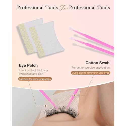 EMEDA Eyelashes Extension Remover 10g, Lash Extension Remover for Individual Lashes with Chamomile Gentle Formula, 0.35oz Professional Removal Cream Kits with Tools (02)