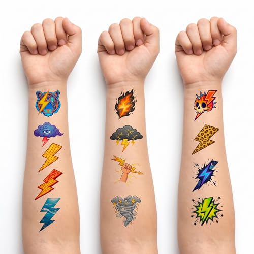 96 PCS Electric Bolt Temporary Tattoos for Kids