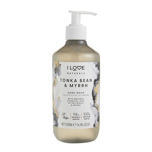 I Love Naturals Tonka Bean and Myrrh Hand Wash - Hydrating Hand Soap with Essential Oils - Skin-Smoothing Formula - Plant-Based Cleansers - 16.9 oz