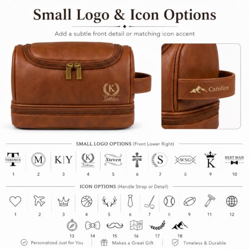 Custom Engraved Leather Dopp Kit for Men | Personalized Toiletry Bag