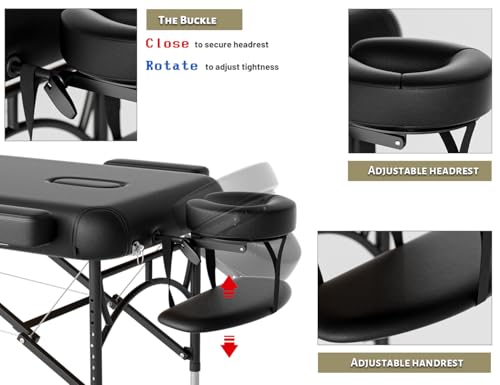 Professional 3-Fold Massage Table 1100LBS Memory Foam Black