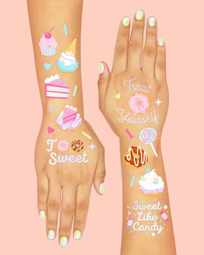 xo, Fetti Donut Temporary Tattoos - 50 Iridescent Designs