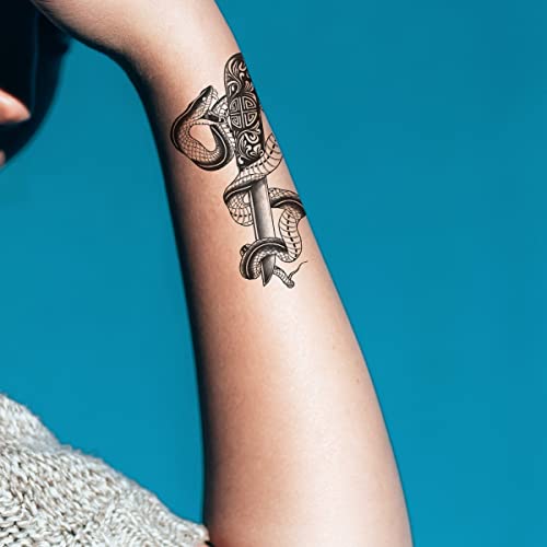 8 Sheet Snake Temporary Tattoos for Adults - Waterproof Body Art