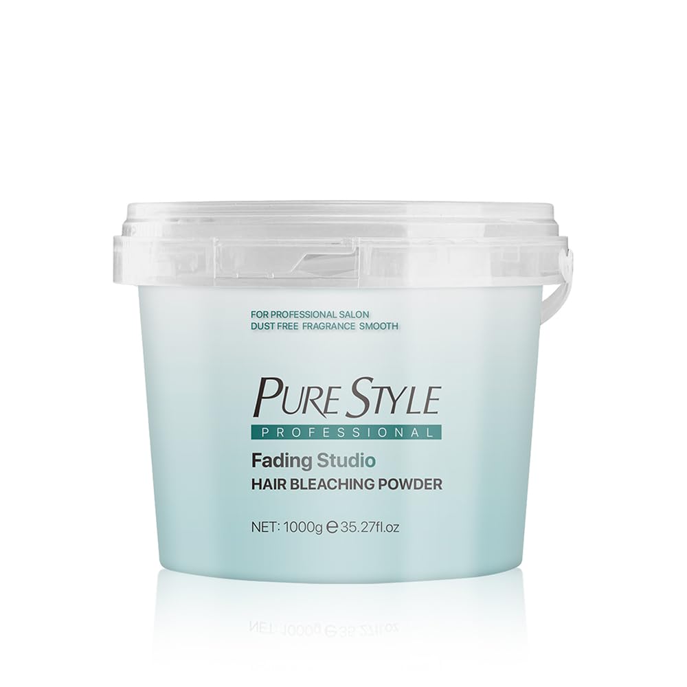 PURESTYLE 1000g Professional Ammonia-Free Hair Bleach Powder, Over 9 Levels Blue Fade Technology, Dust-Free & Fragrance Formula Fading Powder, Gentle Quick Bleach Lightener (1Bucket(1000g))