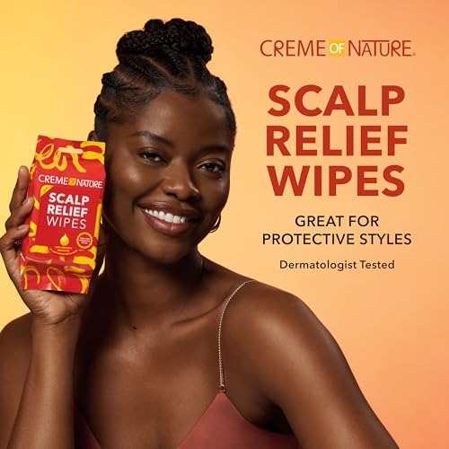 Creme of Nature Argan Oil from Morocco Scalp Relief Wipes, Moisturizing Cleanser for Dry Irritated Scalp, Braids & Locs Care, 20 count