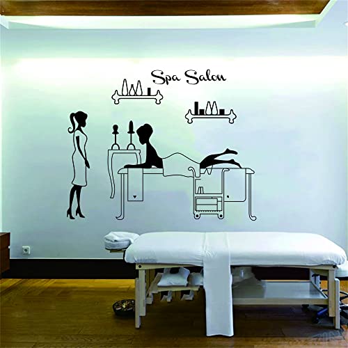 ANFRJJI Spa Salon and Massage Wall Decal - Relax and Rest Sticker - Removable PVC Wall Decor for Massage Shop - spa Bathroom Decor Effect 38"x32"inch (Black-JWH325-Decor Therapy)