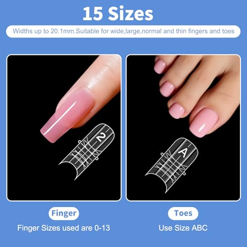 150 Pcs Dual Forms for Polygel Nails - 15 Sizes for Fingers & Toes