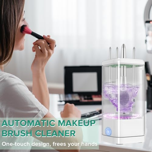 Cbsrvmlp White Electric Makeup Brush Cleaner & Dryer Machine, Portable USB-C Cosmetic Tool