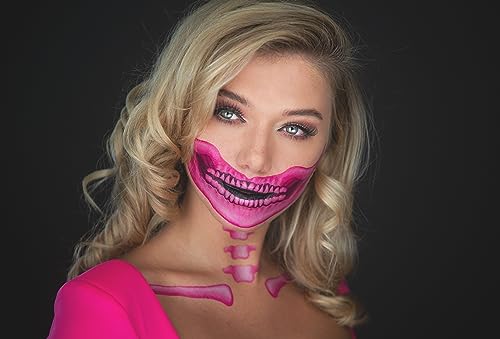 Pink Skull Face Temporary Tattoo - 2 Pack Halloween Costume