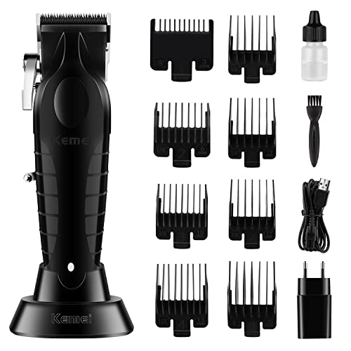 KEMEI Black Hair Clippers for Men£¬ Adjustable Blade Cordless Clipper Professional Barber Clippers£¬ USB Rechargeable Wireless Haircut Clippers km-2296